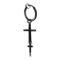 Orecchini a clip in acciaio nero con ciondoli a croce su sfondo bianco professionale - Clip per orecchio a doppia croce / Nero