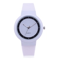 Orologio al quarzo minimalista in silicone bianco con quadrante pulito e anello nero - Bianco