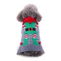 Pull de Noël pour chien gris tricoté avec motif elfe vert et pompons rouges en 3D - S / Gris/Elfe