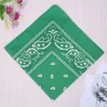 Classic green paisley bandana with white ornate patterns on light wood background - Grass Green
