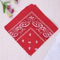 Red paisley bandana headscarf featuring classic pattern with neat edge stitching - Red