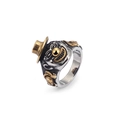 Anillo joker estilo punk en acabado oro y plata con diseño detallado de cabeza de payaso - US 7 / Oro y Plata