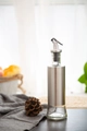 Leakproof stainless steel and glass oil bottle with precision pouring spout - Plain Universal Bottle