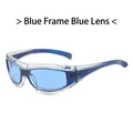 Gafas de sol deportivas Y2K steampunk con montura doble azul y lentes azules - Montura Negra Lentes Azules