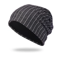 Gorro de punto minimalista con rayas blancas y negras y forro interior cálido negro - Negro