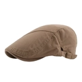 Khaki cotton ivy cap for men with side adjustable bronze metal buckles and curved brim - Adjustable / Khaki