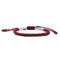 Handmade woven red and white bracelet with adjustable knot and ethnic style texture - Deep Red and Grey