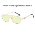 Quadratische Pilotenbrille mit goldenem Metallrahmen und hellgelben Gläsern - Goldener Rahmen Hellgelb Gläser