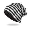 Bonnet tombant rayé noir et gris en maille douce unisexe pour un style décontracté - Rayé Noir / Gris