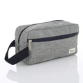 Gray fabric toiletry bag with black zippers and side handle for travel organization - 300D Frosted Gray With Side Handle (BEARD REVERENCE)