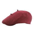 Boina retro de lino y algodón rojo oscuro con botones tradicionales - Ajustable / Rojo