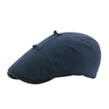 Gorra de lino azul oscuro con botones chinos vintage y textura de tela de algodón - Ajustable / Azul