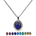 Colgante vintage de gema termocrómica que cambia de color en cadena de acero inoxidable - Collar de Relicario que Cambia de Color con la Temperatura