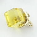 Pendentif carré en cristal jaune avec base en métal argenté pour création bijoux - Or
