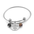 Bracciale rigido in acciaio argento con ciondolo sagoma bambina e pietre laviche - Stile Charm Silhouette Bambina (KB93745-Z) / Color Acciaio