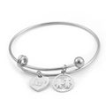 Bracciale in acciaio al titanio argento con ciondolo a cuore e bimbi per coppie - Colore Acciaio (KB93739-Z)