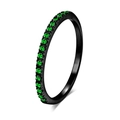 Minimalist black band ring with row of micro-set green zircon stones in rose gold finish - Black Gold Green Zirconia