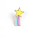 Spilla a stella carina con scia arcobaleno in smalto giallo e blu di alta qualità - Stella Arcobaleno
