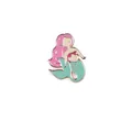 Cute enamel mermaid brooch with pink hair and green tail on golden metal finish - Mermaid