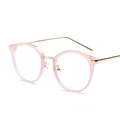 Retro ronde brilmontuur in lichtroze transparant met gouden metalen pootjes - Gouden Frame Roze Rand C4