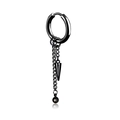 Black punk style titanium steel hoop earring with tassel chain and spike cone pendant - Hoop Style / Black