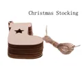 Christmas stocking wooden pendants with star cutouts and natural jute rope for DIY crafts - Socks / 10 Pieces Pack