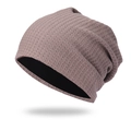 Gorro de punto tipo gofre para hombre y mujer con forro polar cálido en color gris púrpura - Talla única / Caqui Claro