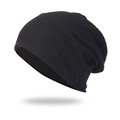 Gorro slouchy negro con punto de gofre para invierno y estilo hip hop - Talla única / Negro