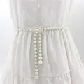 Elegant pearl waist chain belt with star-shaped rhinestone buckle and tassels - Star Style