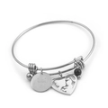 Silver Mothers Day bangle with Happy Mother Day engraving and heart charms - Steel Color (KB100703-Z)