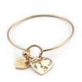Gold stainless steel bracelet with double heart charms and Love engraving for mothers - Heart Hollow Mother and Child Style / Gold (KB96748-Z)