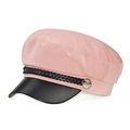 Casquette marine rose avec visière noire et détail de corde tressée décorative - M (56-58cm) / Coton/Cuir PU / Rose Coton