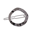 Dark grey irregular oval metallic hair clip with elegant wavy texture finish - Round Gun Black