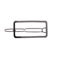 Minimalist rectangular hollow metal hair clip in gunmetal grey finish for hair styling - Rectangle Gun Black