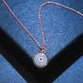 Elegante roségouden Evil Eye hanger ketting met fonkelende blauwe en witte zirkoonstenen - Roségoud