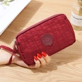 Pochette da polso in nylon rosso vino con tre cerniere e logo sport per cellulari - Borgogna