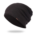 Men's thermal faux cashmere beanie hat with sport label for skiing and outdoor sports - One Size / Black