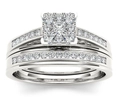 Elegant zircon engagement ring set with square cluster diamond and silver finish - US 7 / Silver