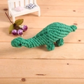 Hand-woven green dinosaur cotton rope toy for dogs, durable knot for teething and chewing - Dinosaur