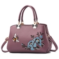 Borsa a mano viola in ecopelle con ricami floreali e api e tracolla rimovibile - Stile A Ape Singola Viola