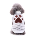 White knit dog sweater with brown heart patterns and large paw print on back - Off-White/Paw Print