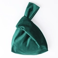 Dark green velvet handbag with knotted handle for wedding gifts and evening parties - Dark Green