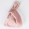 Elegant pink velvet handbag with knotted handle and soft texture for weddings - Pink