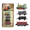 Retro green die-cast steam locomotive set with four vintage alloy train carriages - Green