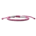 Handmade woven pink purple knot bracelet with silver grey accents and adjustable cord - Purple and Grey