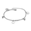 Tobillera de plata en acero con dijes de corazón y redondos sobre un fondo blanco - Estilo de Colgante de Corazón Color Acero (KJ1477-Z)