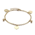 Elegante tobillera de cadena dorada con dijes de corazón y cierre ajustable - Estilo de Colgante de Corazón Dorado (KJ1426-Z)