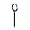 Pendiente colgante de acero de titanio negro con un colgante de barra cilíndrica liso - Barra Cuadrada / Estilo Pendientes de Aro con Cierre / Negro