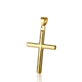 Gepolijste gouden roestvrijstalen cilindrische kruis hanger met een metalen glans - Alleen Hanger / Goud