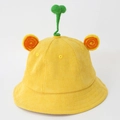 Cute yellow corduroy bucket hat for kids with unique sprout top and 3D ear accents - Baby 49-50cm / Yellow (Sprout)